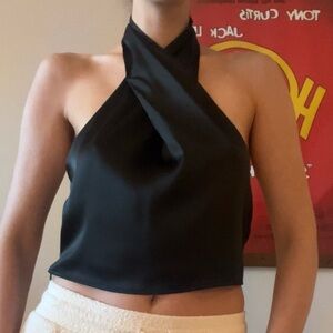 Black Halter Neck Crop Top